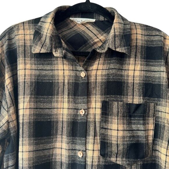 Vine & Love Women's Size SMALL plaid brown black cotton button up shirt - Picture 2 of 9